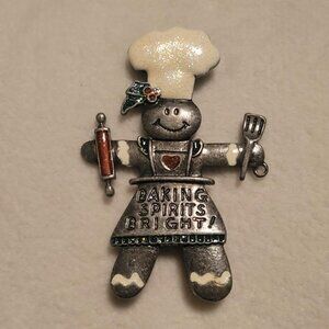 Vintage Tanya Creations "Baking Spirits Bright" Gingerbread Chef Pin/Brooch